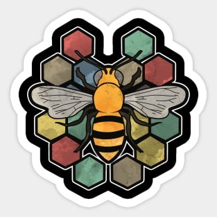 Colourful retro honey bee Sticker